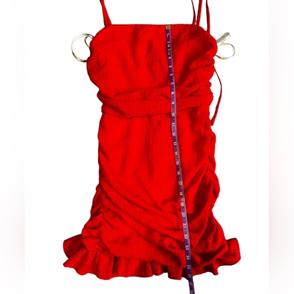 Lovers + Friends Revolve Amy Cherry Red Ruched Mini Dress Size XS - Picture 3 of 15